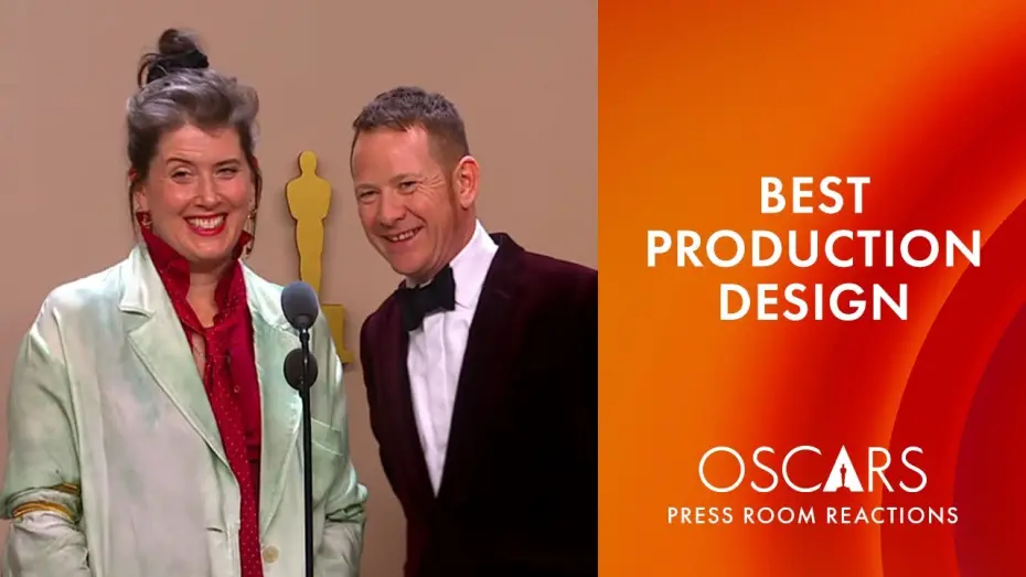 Video for the film Poor Things — Best Production Design | 'Poor Things' | Oscars 2024 Press Room Speech