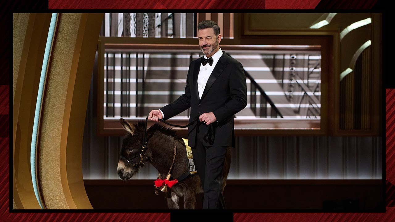 Video for the film The Banshees of Inisherin — Jimmy Kimmel and Jenny the Donkey at the Oscars | 95th Oscars (2023)