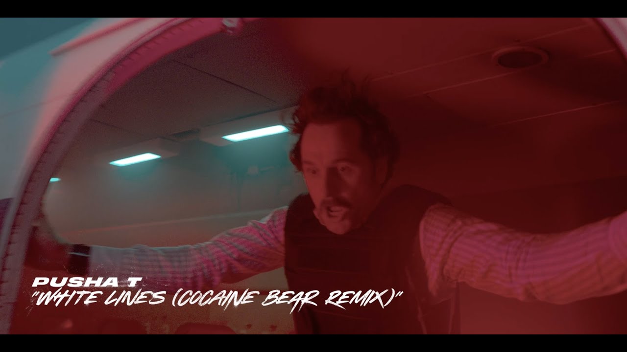 Video for the film Cocaine Bear — WHITE LINES (Cocaine Bear Remix) by Pusha T (Official Lyric Video)
