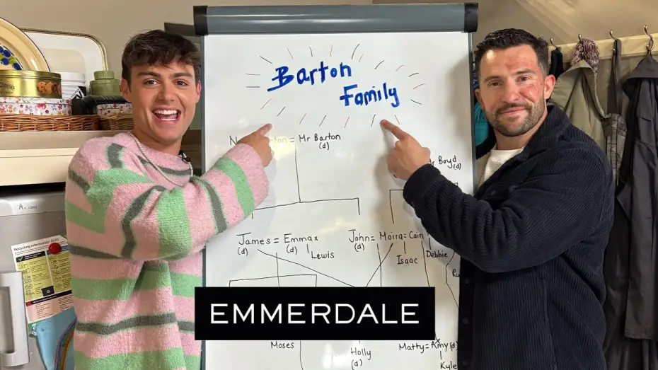 Video for the series Emmerdale — Mike Parr Schools Bradley Riches on the Bartons! | Emmerdale Family Tree Fun