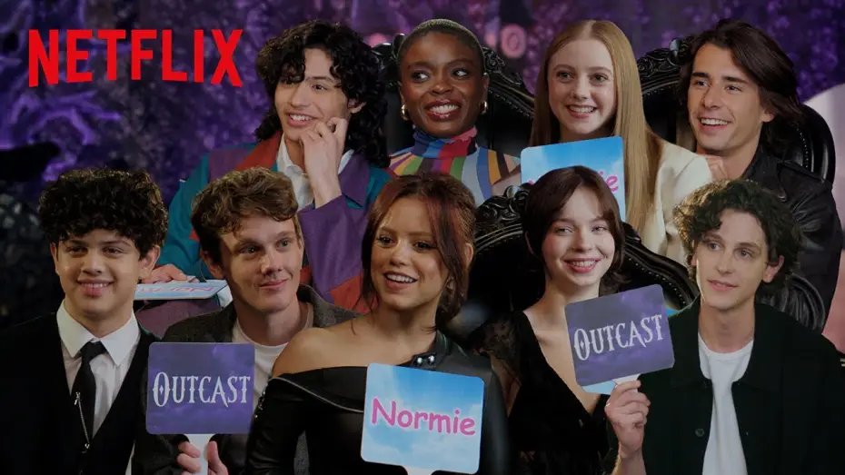Video for the series Wednesday — The Wednesday Cast Judges Netflix Characters as Outcasts vs. Normies