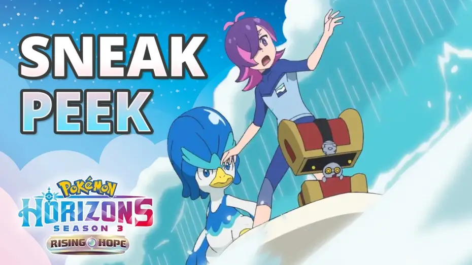 Video for the series Pokémon Horizons — Surf’s up, Dot! - Pokémon Horizons: Season 3—Rising Hope Part 2 Sneak Peek