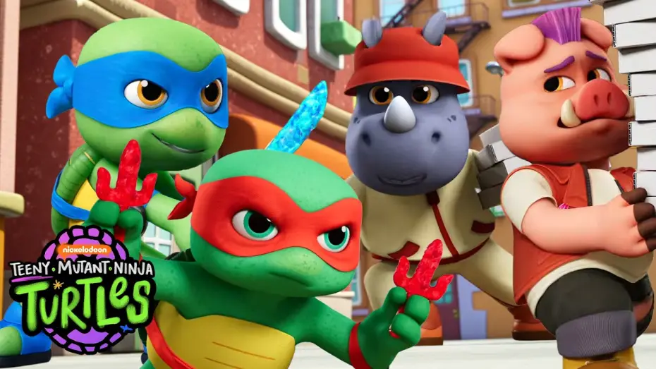 Video for the series Teeny Mutant Ninja Turtles — TEENY MUTANT NINJA TURTLES | Episode 2: Grand Theft Pizza ft. Bebop & Rocksteady 🍕 | Full Episode