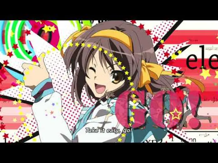Video for the series The Melancholy of Haruhi Suzumiya — Opening 2 | Super Driver - Aya Hirano [Subtitled]